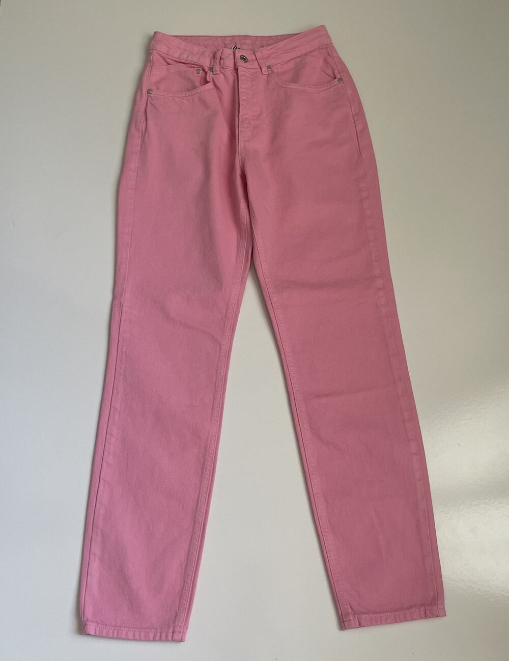 NEW Free People The Ragged Priest Back Slash Mom Jeans Sz 28 Hot Pink